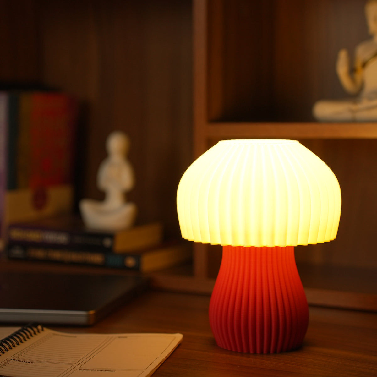 The lamp lit at night