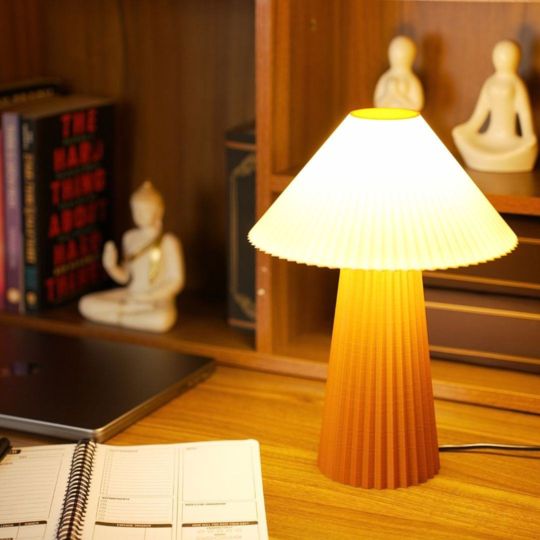 The lamp lit at night