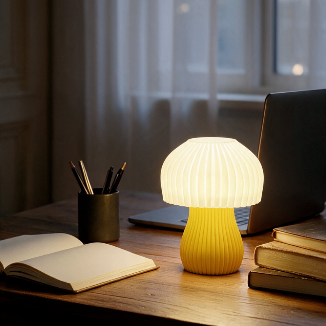The Mushy mushroom table lamp in Sunset Yellow