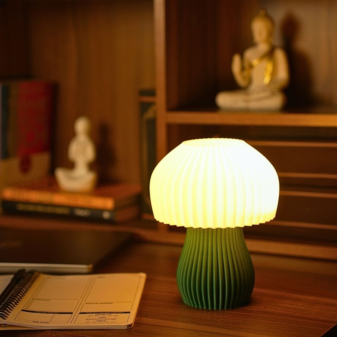 The lamp lit at night