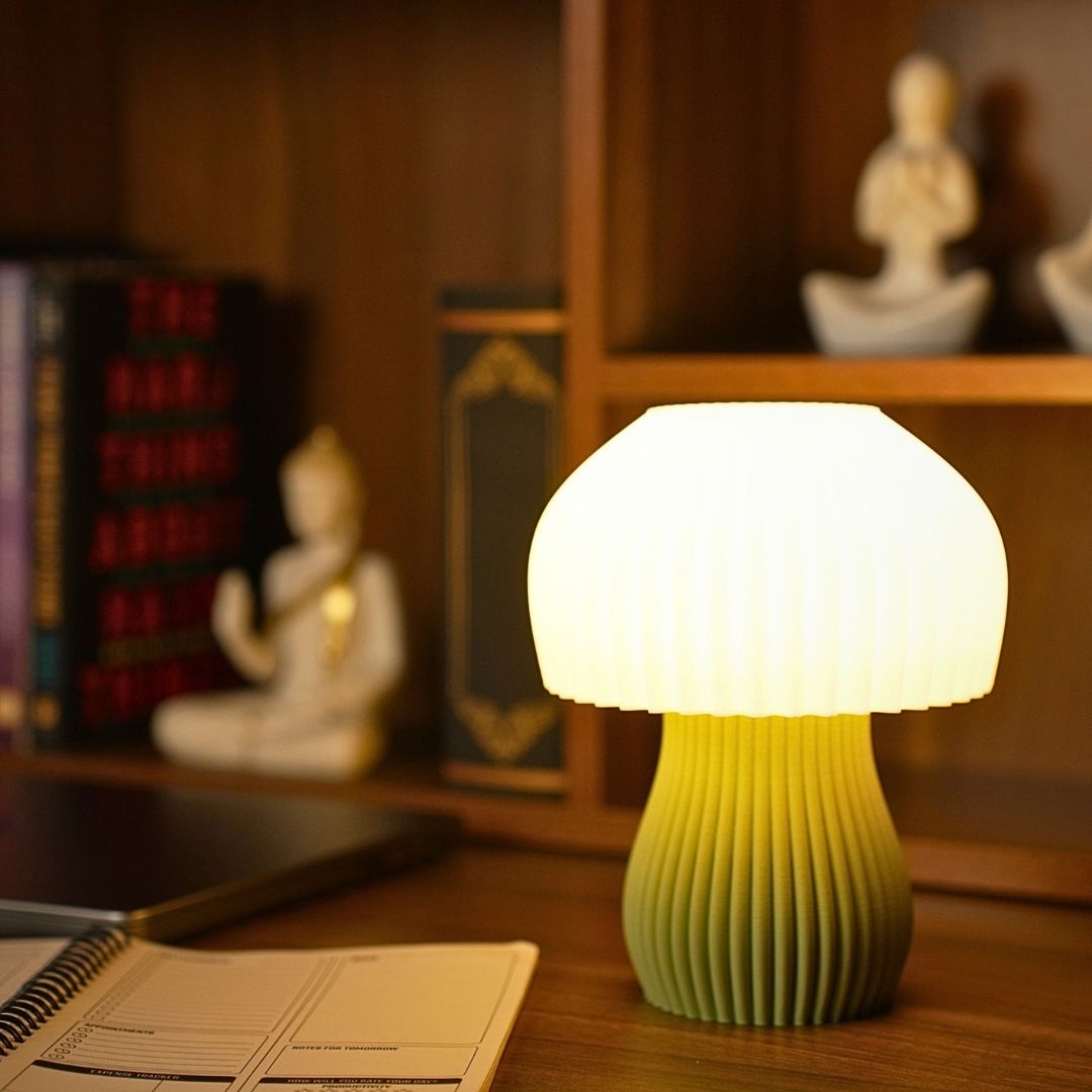 The lamp lit at night