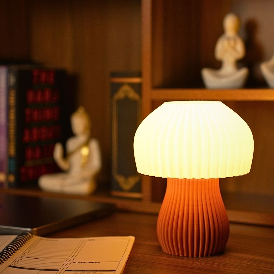 The lamp lit at night