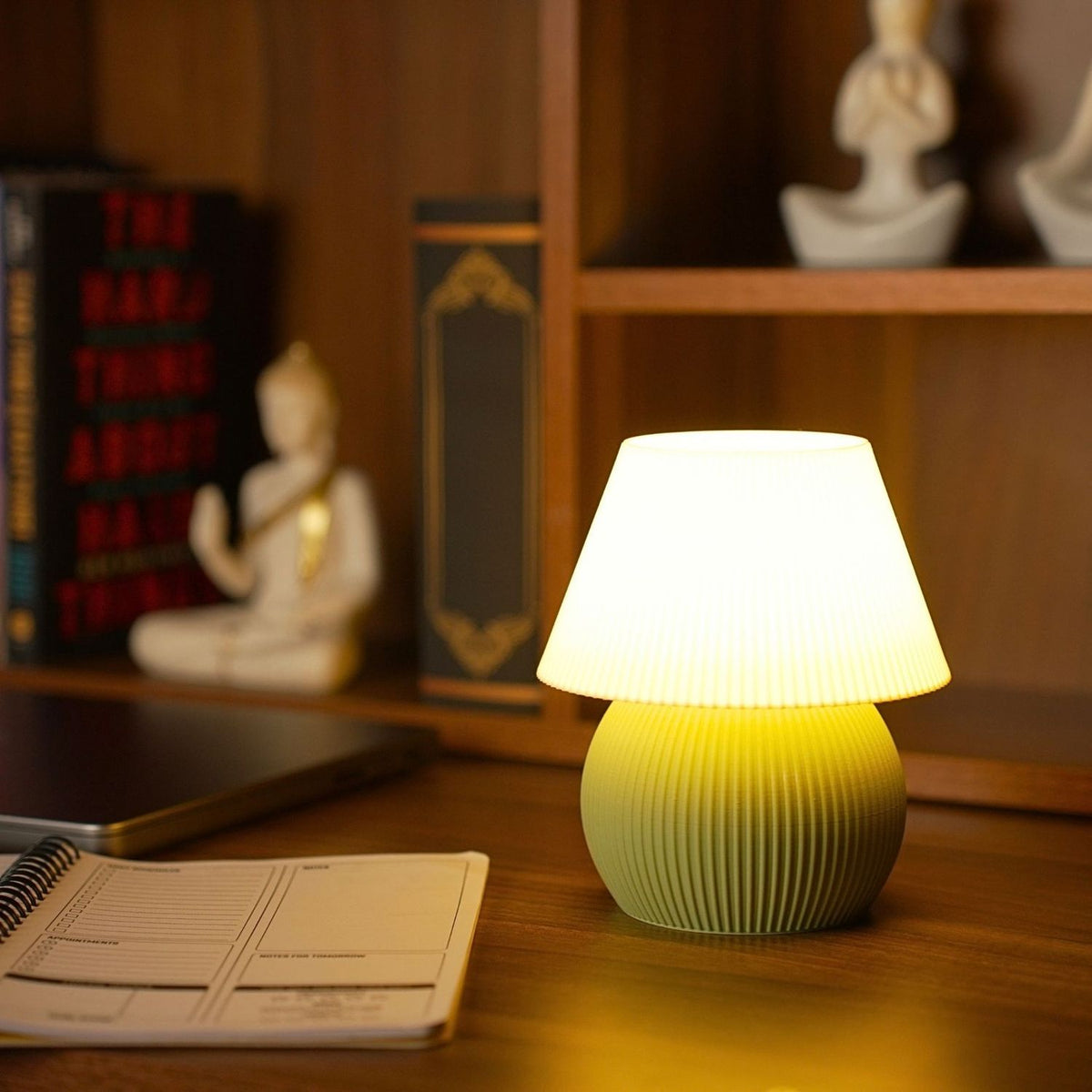 The lamp lit at night
